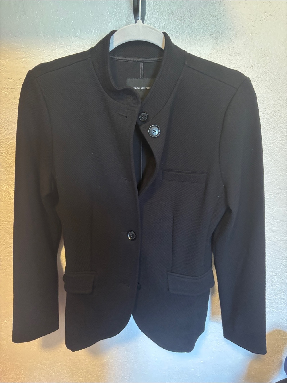 Banana Republic Factory Black Women’s Knit Stand-Collar Blazer